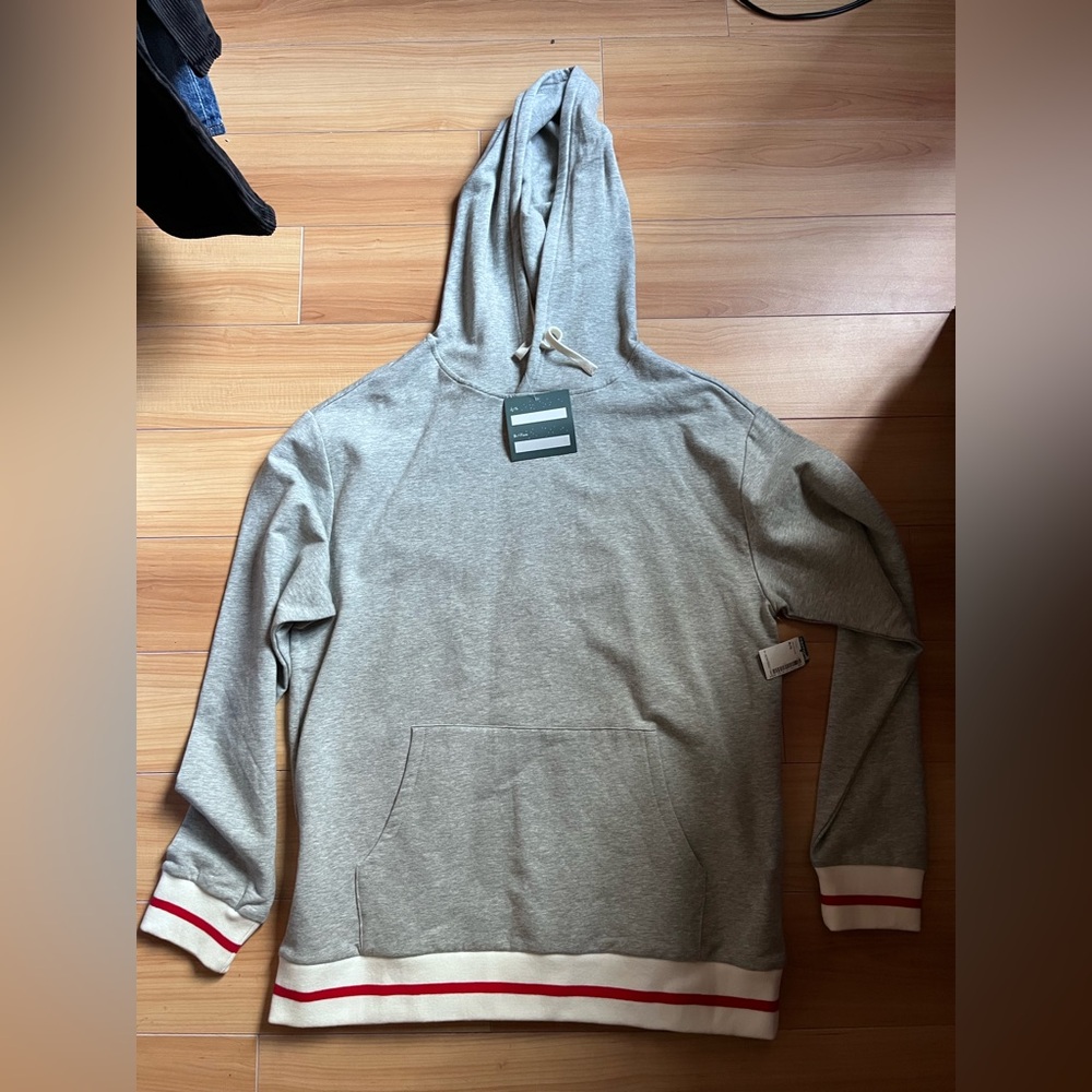 Grey Hoodie with Red Accent stripes